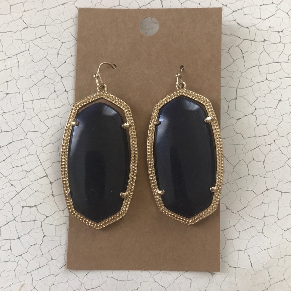 Navy Oblong Statement Earrings (Kendra Scott Dupe)